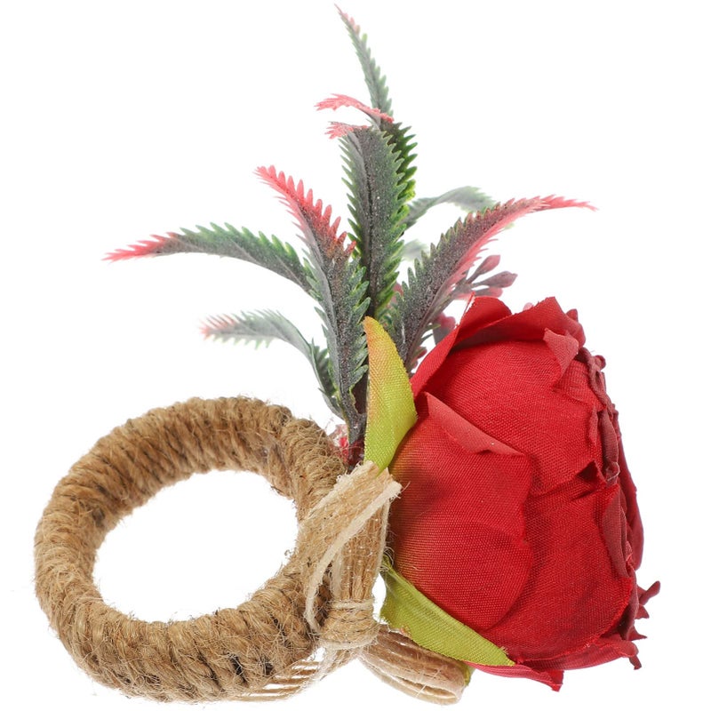 Elegant Flower Napkin Holders For Wedding Valentine Table Decor Claret Color - Image 2