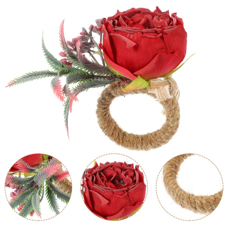 Elegant Flower Napkin Holders For Wedding Valentine Table Decor Claret Color - Image 3