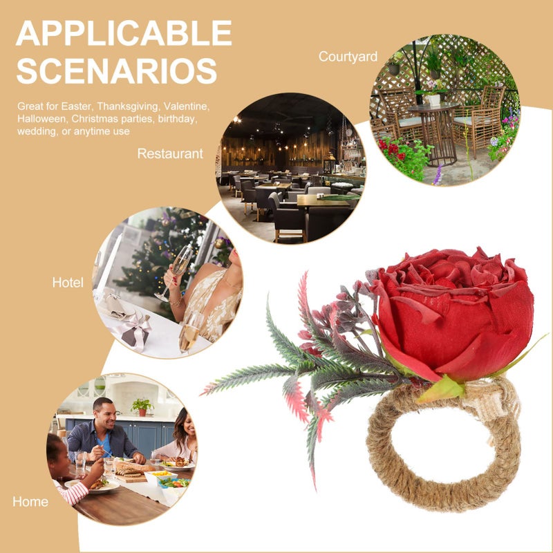 Elegant Flower Napkin Holders For Wedding Valentine Table Decor Claret Color - Image 5