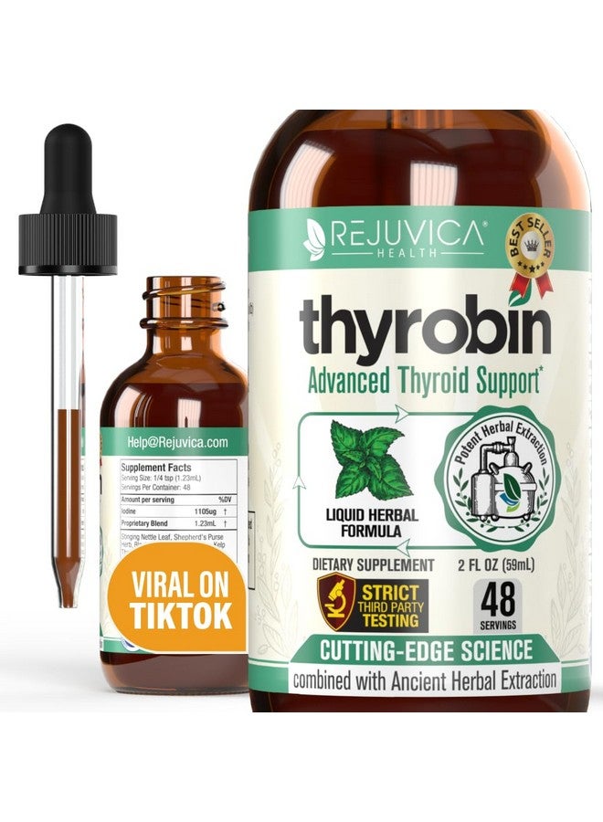Rejuvica Health Thyrobin - Advanced Thyroid Support Supplement - Liquid Delivery for Better Absorption - Iodine, Stinging Nettle, Kelp, Astragalus, Ashwagandha & More!  - Image 1