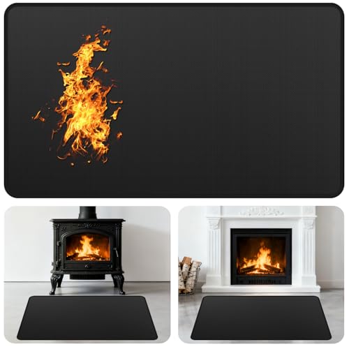GRIBUDDY Fireplace Mat Fireproof, 42 x 24 Inch Hearth Rugs for Fireplaces Fire Resistant, Indoor Fire Pit Wood Stove Pads, Outdoor Under Grill Mats, Protect Floors and Decks from Sparks Embers - Image 1