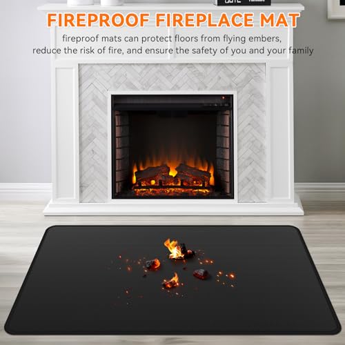 GRIBUDDY Fireplace Mat Fireproof, 42 x 24 Inch Hearth Rugs for Fireplaces Fire Resistant, Indoor Fire Pit Wood Stove Pads, Outdoor Under Grill Mats, Protect Floors and Decks from Sparks Embers - Image 2