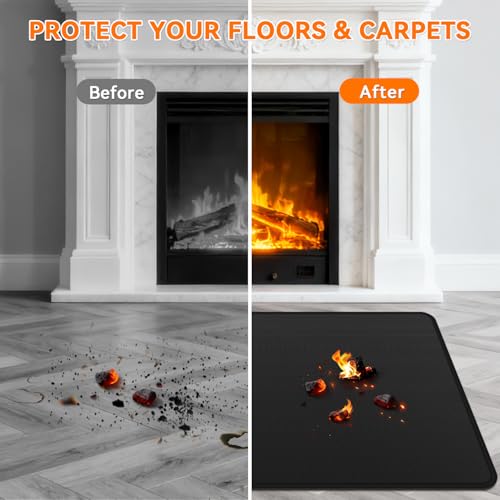 GRIBUDDY Fireplace Mat Fireproof, 42 x 24 Inch Hearth Rugs for Fireplaces Fire Resistant, Indoor Fire Pit Wood Stove Pads, Outdoor Under Grill Mats, Protect Floors and Decks from Sparks Embers - Image 4