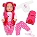 HONLAELLA 4 PCS Baby Doll Clothes and Accessories for 1416 Inch Born Baby Dolls 1 Pink Hooded Vest with Pants TShirt and 1 Hanger Outfit Clothing Set for Dolls - Image 2