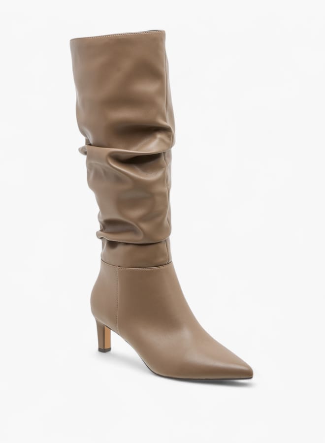Celeste Womens Solid High Shaft Boots With Zip Closure And Kitten Heels  - Image 1