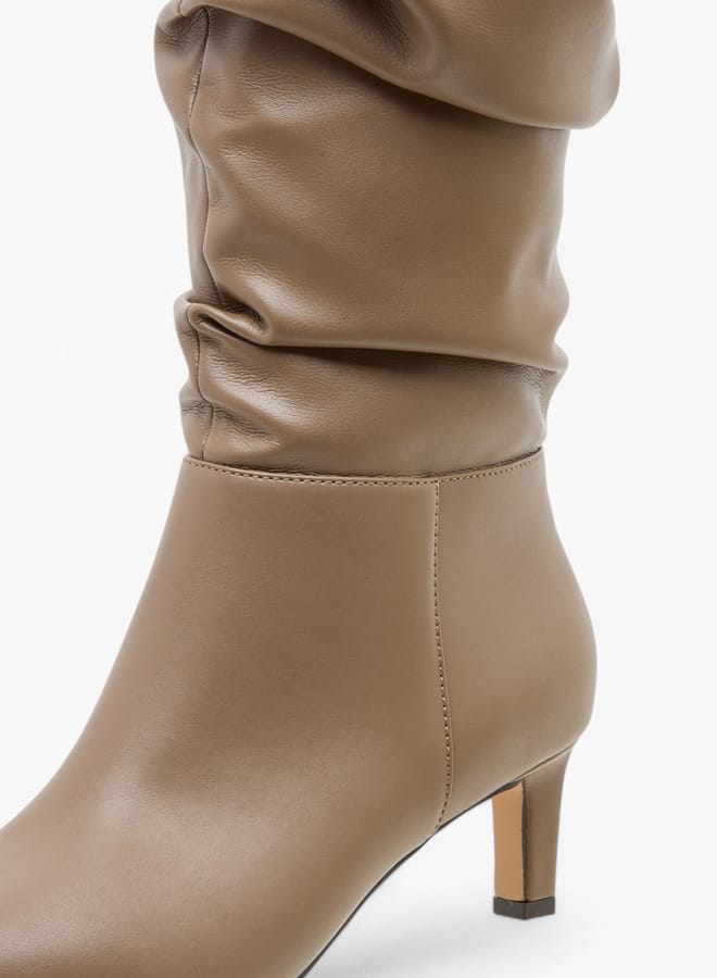 Celeste Womens Solid High Shaft Boots With Zip Closure And Kitten Heels  - Image 4