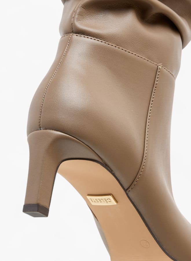 Celeste Womens Solid High Shaft Boots With Zip Closure And Kitten Heels  - Image 5