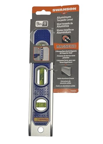 Swanson Tool Co. , Inc Swanson Tool Co TL002M 9-Inch Magnetic Die Cast Aluminum Torpedo Level with 3 Bubble Vials for 0°/90°/45° Measurements - Image 2