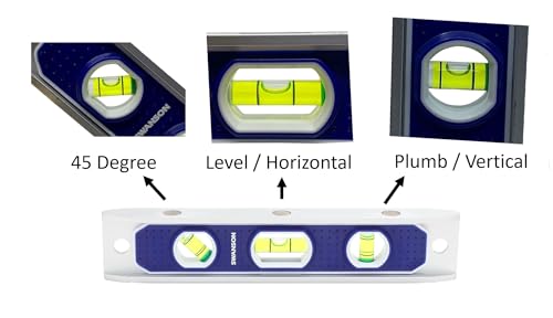 Swanson Tool Co. , Inc Swanson Tool Co TL002M 9-Inch Magnetic Die Cast Aluminum Torpedo Level with 3 Bubble Vials for 0°/90°/45° Measurements - Image 5