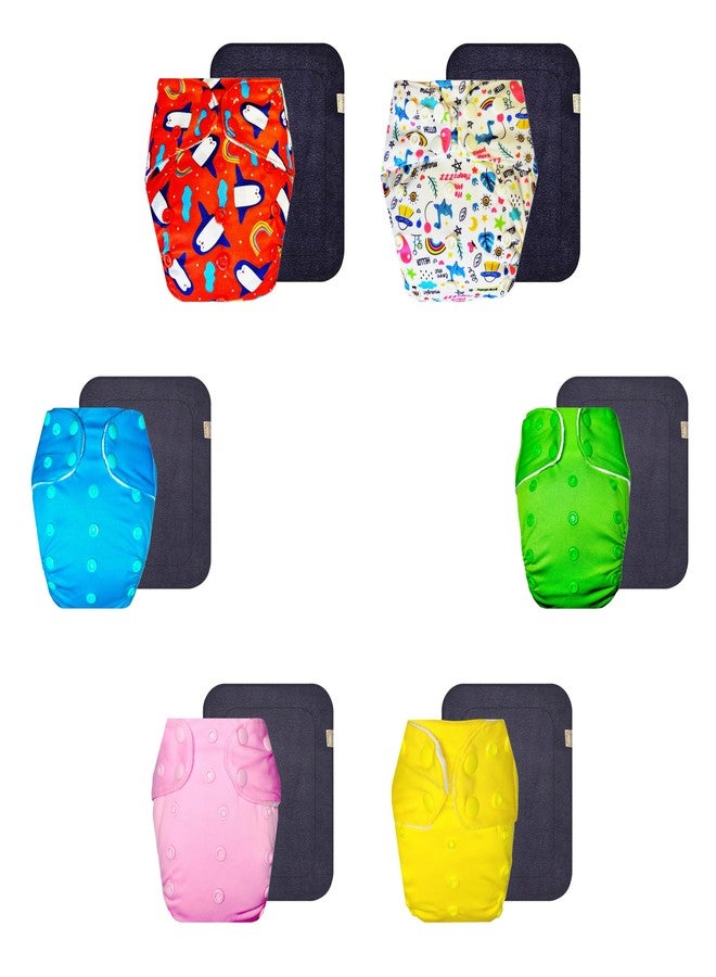 حفاضات دمبلدو القماشية الممتازة مع حشوة رمادية (عبوة من 6 قطع) | ملائمة ومريحة | تسمح بمرور الهواء | مناسبة للسفر | مصممة من قبل الأمهات | من 3 أشهر إلى 3 سنوات | للجنسين - Image 1