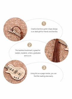 Y&D Guitar Shape Book Marker, Wooden Tassel Bookmark Bamboo Vintage Personalized Marker Art Craft Decor Gift for Birthday  - Image 4