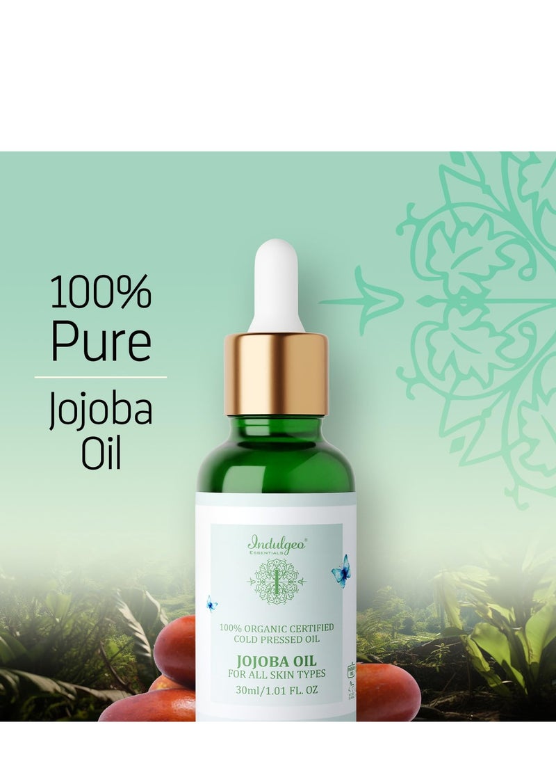 INDULGEO ESSENTIALS Cold Pressed Jojoba Oil Promotes Skin Hair and Scalp Uplift Nourish Face Body 30ML - Image 2