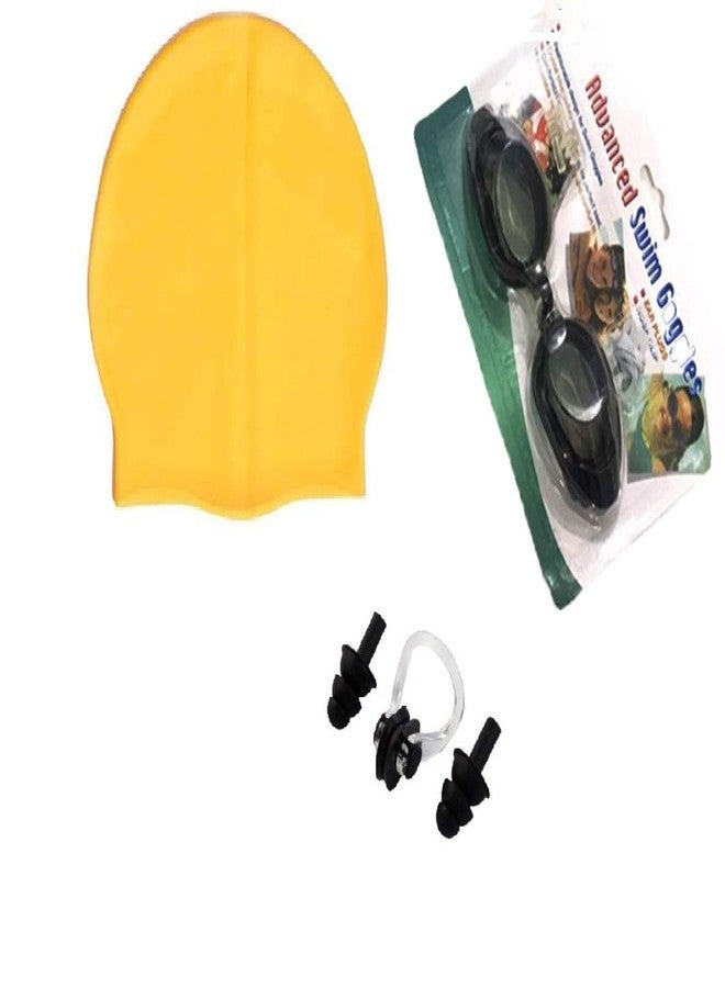 KAAS Complete Swimming Kit with Cap, Goggles and earplugs (Yellow) - Image 2