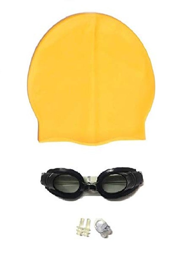 KAAS Complete Swimming Kit with Cap, Goggles and earplugs (Yellow) - Image 3
