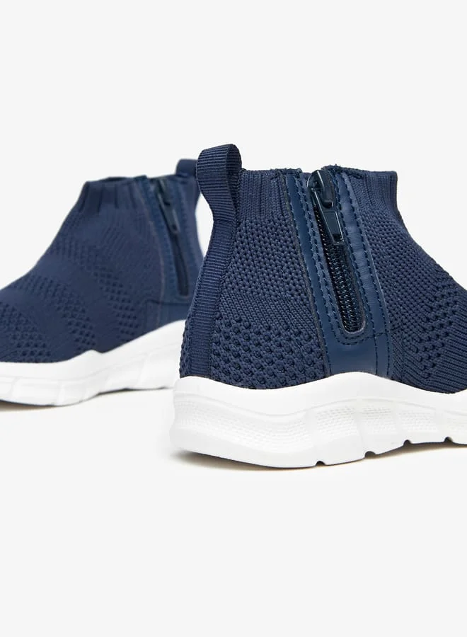 JUNIORS Boys Textured Slip-On High Top Sneakers with Zip Closure