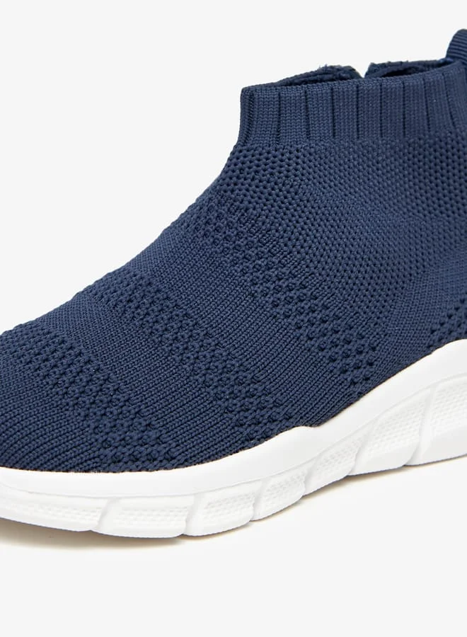 JUNIORS Boys Textured Slip-On High Top Sneakers with Zip Closure