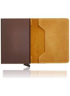 SECRID Slim Wallet Genuine Vintage Leather Rfid Safe Card Case For Max 12 Cards (Ochre)  - Image 4