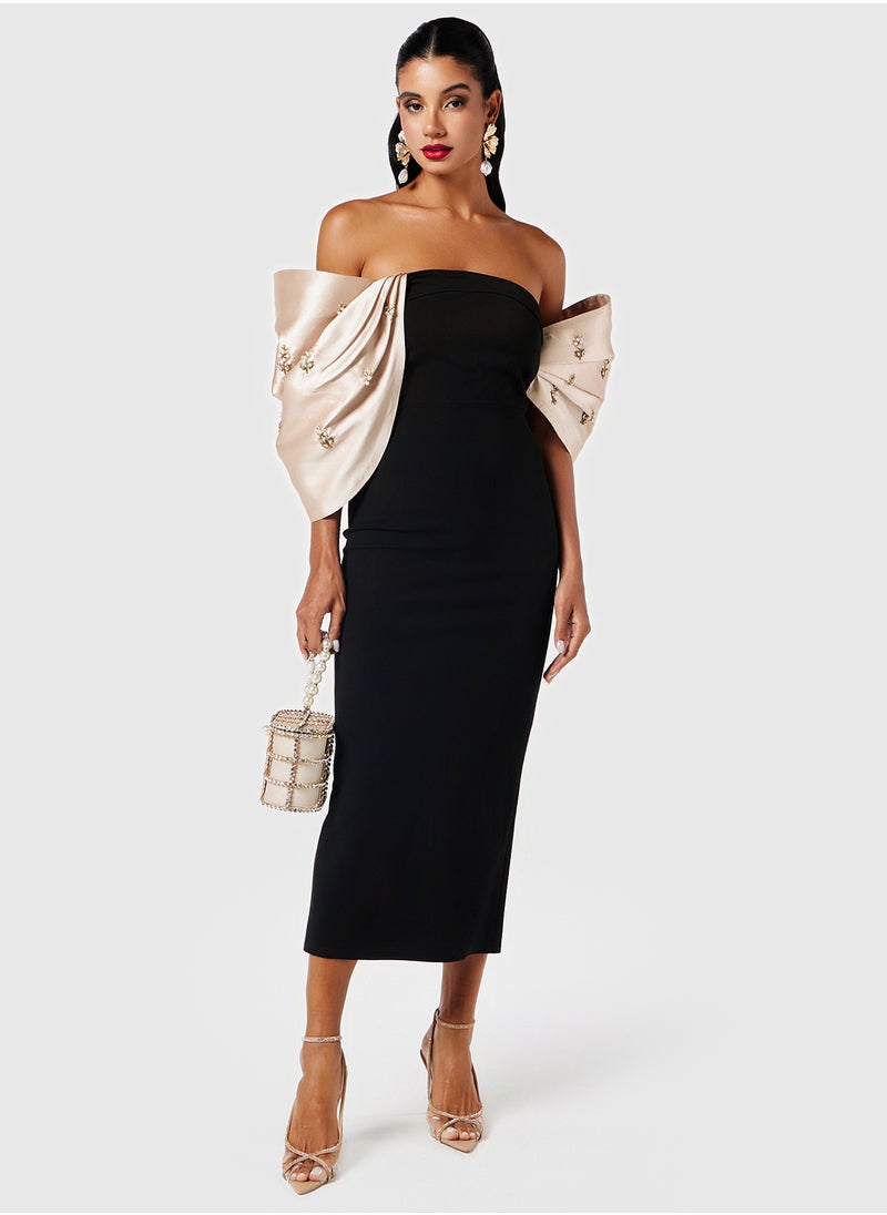 Threadz by Ajooni - Bardot Midi Dress - Image 1
