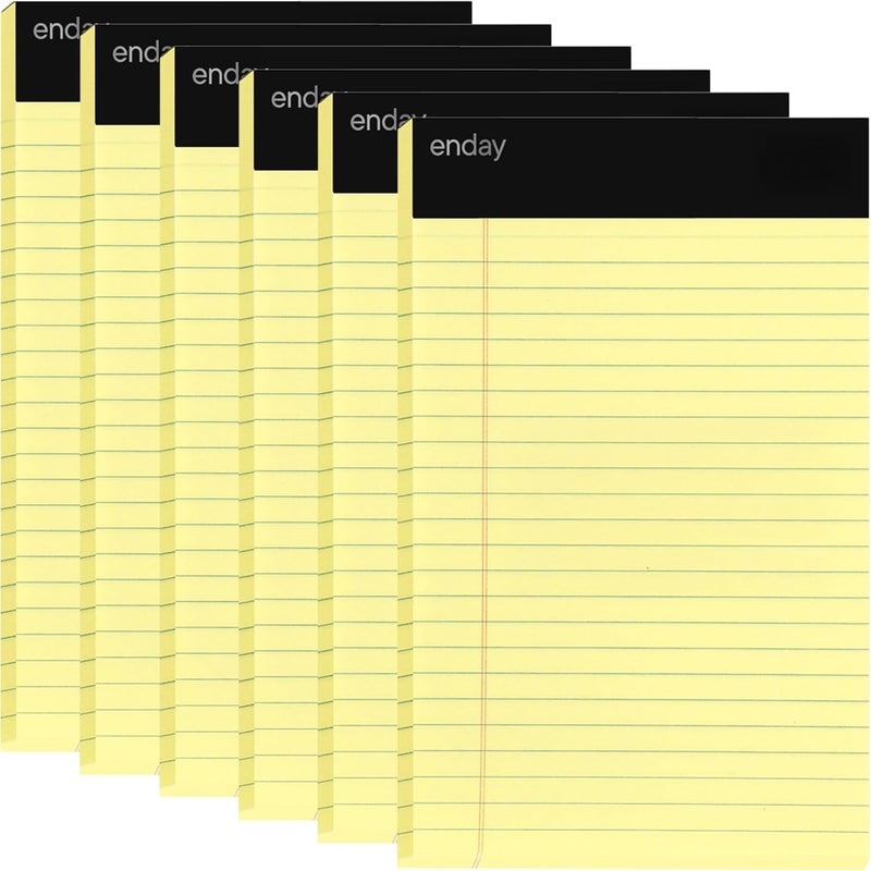 Emraw Jr. Legal pad, legal/wide Ruled Writing Pad. Perforated Edge. 5" X 8" Canary Yellow, Universal, Junior Size 50 sheets per Pad (Pack of 6) - Image 1