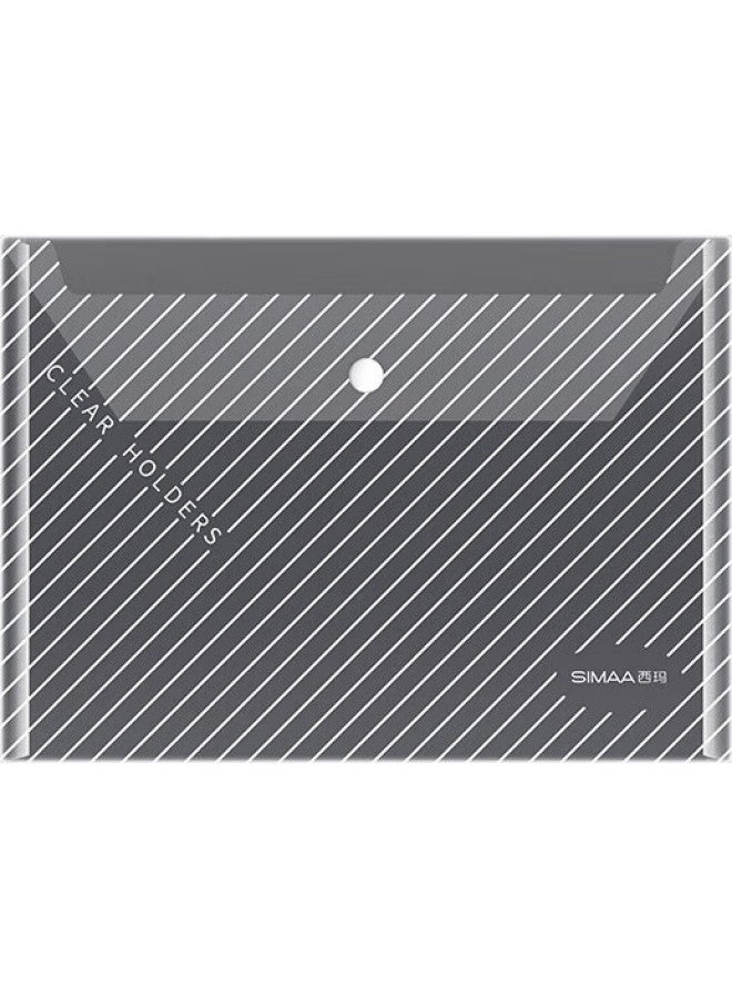 Simaa 10-Pack A4 Twill Colorful Transparent Button Closure Document Sleeves, Waterproof File Folders, Exam Paper Storage Pouches, Office Supplies, 20164 - Image 2