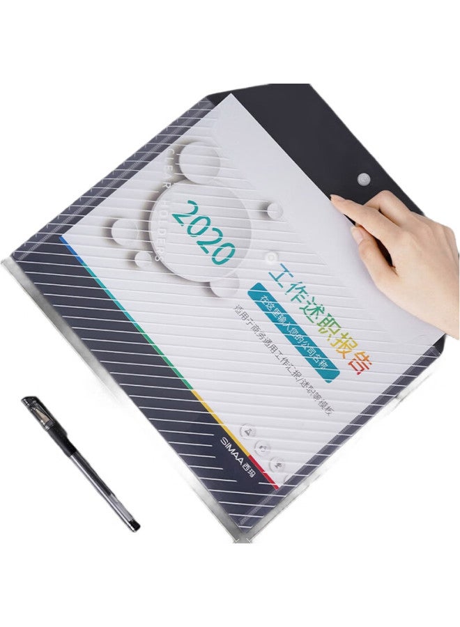 Simaa 10-Pack A4 Twill Colorful Transparent Button Closure Document Sleeves, Waterproof File Folders, Exam Paper Storage Pouches, Office Supplies, 20164 - Image 1