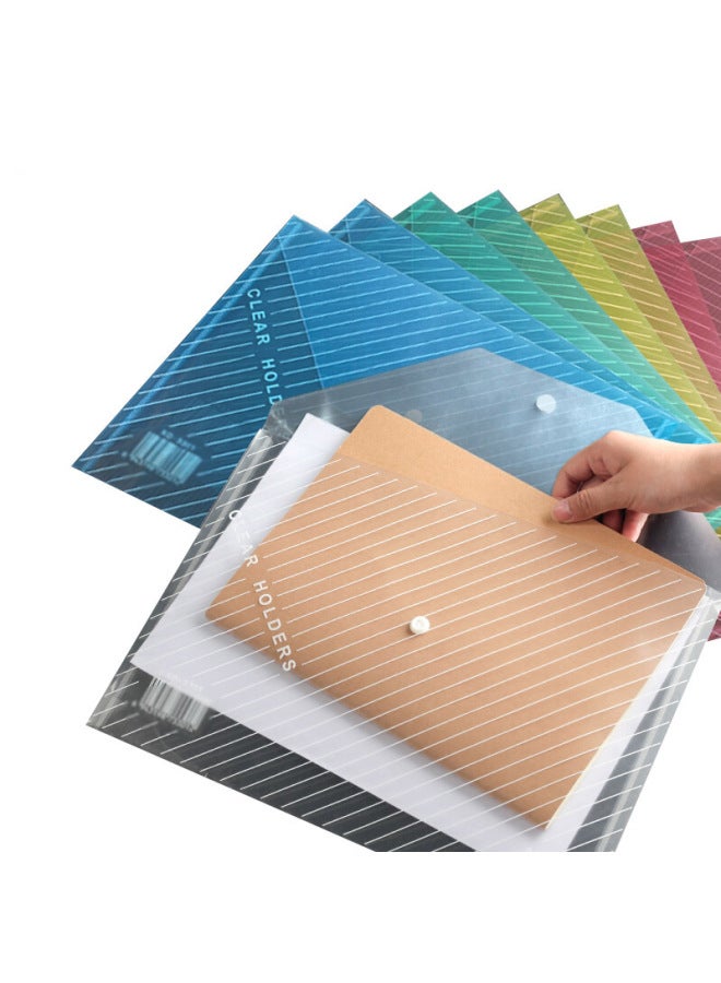 Simaa 10-pack A4 Twill Colorful Transparent Button Closure Doent Sleeves, Waterproof File Folders, Exam Paper Storage Pouches, Office Supplies, 20164 - Image 5
