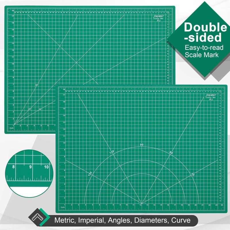 Idemeet Density-upgraded 18" x 24" Self Healing Sewing Mat, Idemeet Rotary Sewing Mat for Crafts, 5-Ply Cut Board for Fabric Leather Cutting Quilting Modeling Hobby Project, Scale Size 18" x 24", Green - Image 2