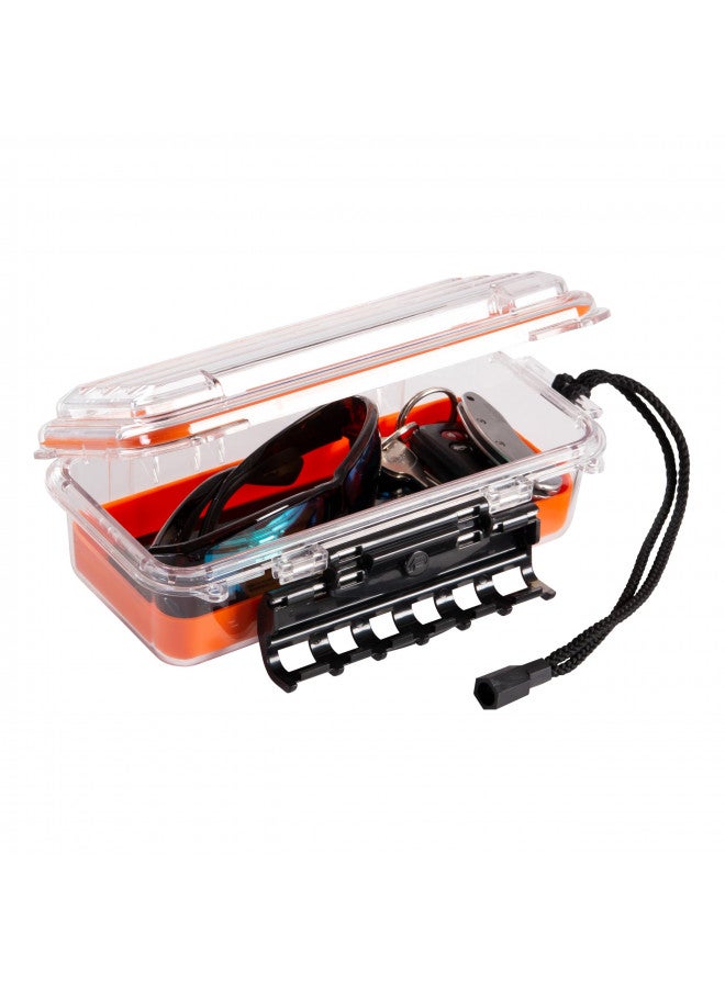 PLANO صندوق ميداني مقاوم للماء من سلسلة بلانو 3500، برتقالي، صغير، صندوق جاف مقاوم للماء مع حزام للمعصم للقوارب، الكاياك، والتخييم، تخزين معدات الهواء الطلق - Image 1