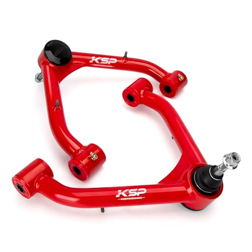 KSP PERFORMANCE KSP Front Upper Control Arms for Silverado Sierra 19992006 24 Adjustable Tubular AArm Replacement FactoryStock Suspension Arms UCA After 24 inches Lift On Chevy GMC 4WD 4X4 RWD 2PCS Red - Image 1