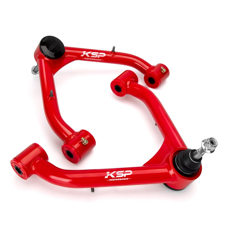 KSP PERFORMANCE KSP Front Upper Control Arms for Silverado Sierra 19992006 24 Adjustable Tubular AArm Replacement FactoryStock Suspension Arms UCA After 24 inches Lift On Chevy GMC 4WD 4X4 RWD 2PCS Red - Image 2