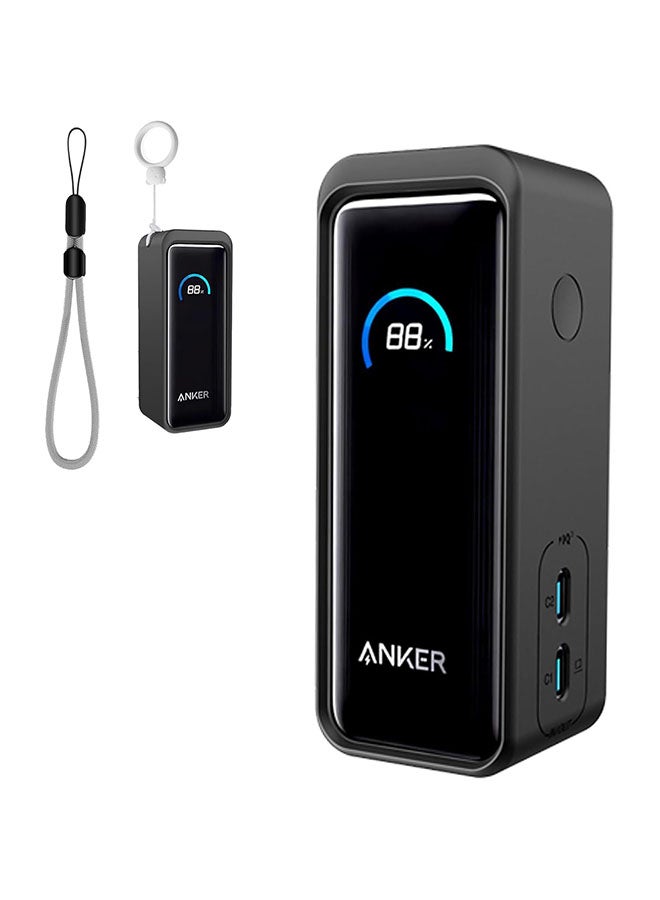 O Ozone Silicone Case for Anker Prime Power Bank 9600mAh 65W Cover, Shockproof and Scratch Protection Case, Soft Silicone Cover with Lanyard - Black  - Image 1