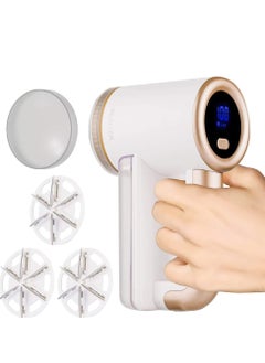 Rechargeable Fabric Shaver, Electric Commercial Lint Remover with LED Display and Big Trash Box, 3-Speeds for Removing Fuzz and Pill from Clothes, Furniture, Sweater, Couch and Blanket (White)