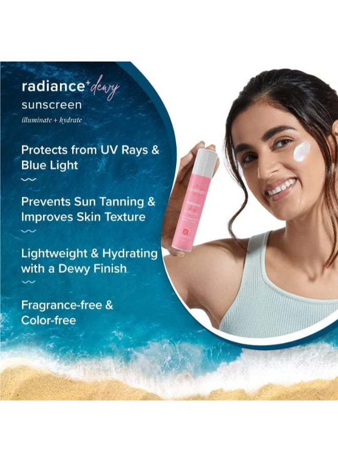 Aqualogica واقي الشمس Aqualogica Dewy - البطيخ والنياسيناميد، عامل حماية من أشعة الشمس SPF 50+، PA+++، يحمي من أشعة UVA وUVB، 50 جم - Image 4