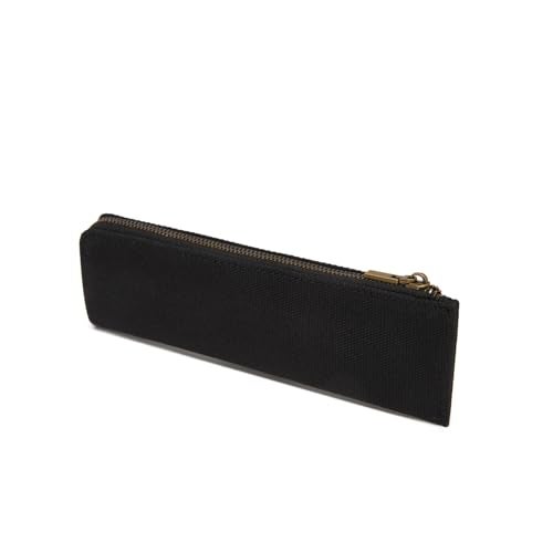 YONBEN Canvas Pencil Case Slim Pencil Pouch Durable Zipper Stationery Bag Small Travel Use BlackCanvas - Image 1