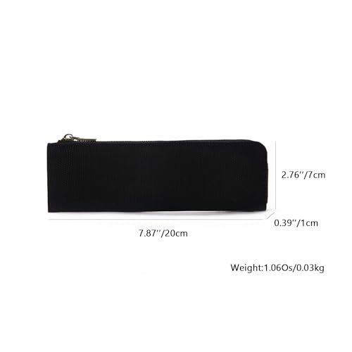 YONBEN Canvas Pencil Case Slim Pencil Pouch Durable Zipper Stationery Bag Small Travel Use BlackCanvas - Image 3
