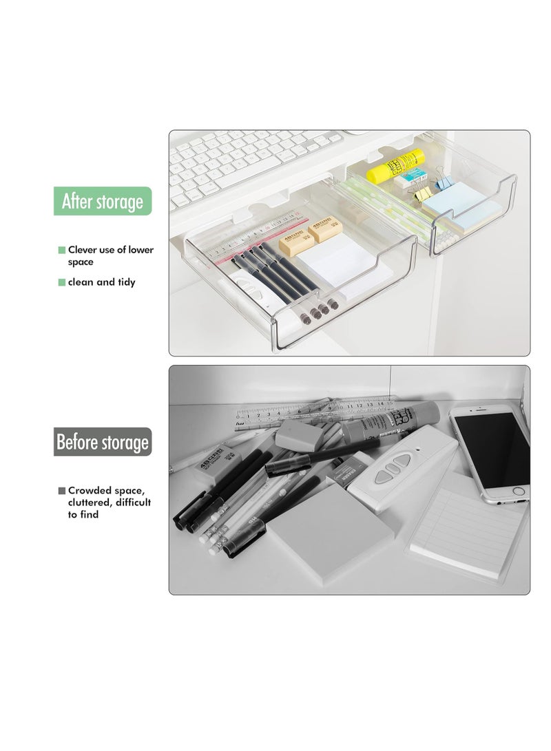 Generic Under Desk Drawer Slide Out with Phone Stand, Clear Plastic Pencil Drawer Under Desk, Add a Drawer Tray for Office/Pen, Hidden Drawerm, Desk Drawer Attachment-Standard  - Image 4