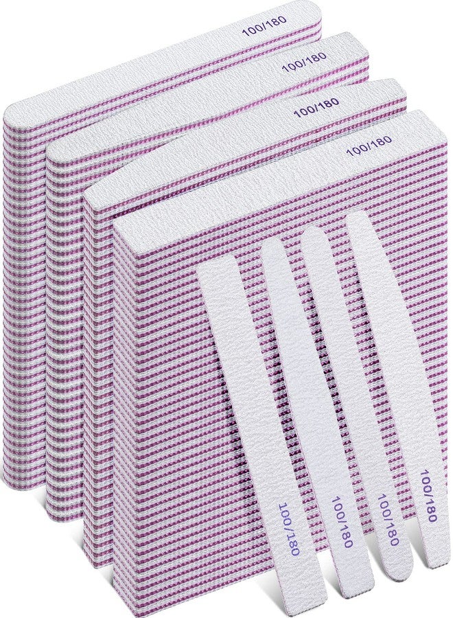Xinnun 200 Pcs 4 Styles Nail Files Bulk 100/180 Grit Double Sides Professional Reusable Emery Board Nail Files for Acrylic Manicure Tools Suit for Home Salon - Image 1