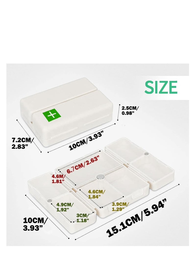 Excefore Magnetic Foldable Pill Box, 2 Pack 7 Travel Pill Organizer, Weekly Pill Organizer, Small Pill Box, Portable Pill Case, 7 Day Pill Box for Vitamins, Cod Liver Oil, Supplements and Pills, White - Image 5