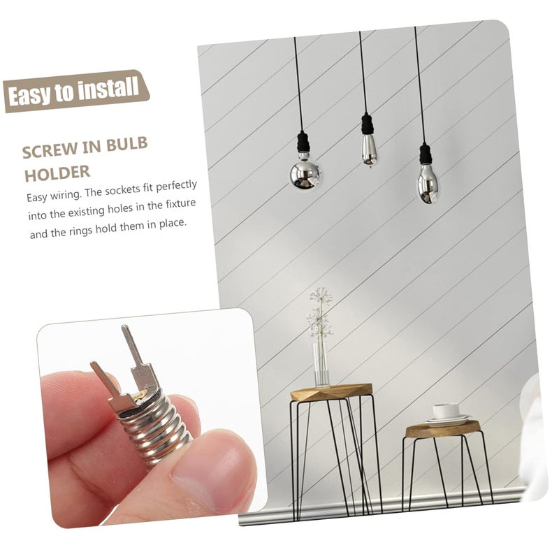 Operitacx 10 Pack Lamp Socket Base Copper Nickel Plated Easy Wiring Replacement - Image 3