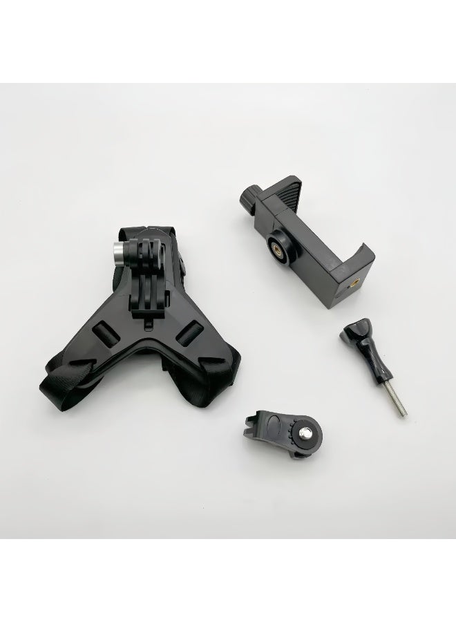 Lee Yon Motorcycle Helmet Chin Strap Mount for iPhone/Samsung/GoPro Hero 13/12/11/10/9/8/7/(2018)/6/5 Black,DJI Osmo Action 5 pro/4/3/2,Insta360 ONE R/Ace Pro/Ace Pro2,AKASO/Campark/YI and More, Black - Image 2