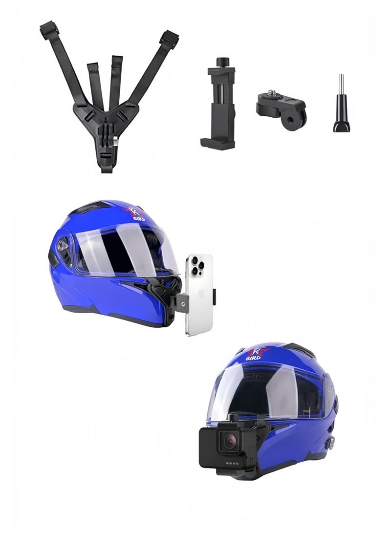 Lee Yon Motorcycle Helmet Chin Strap Mount for iPhone/Samsung/GoPro Hero 13/12/11/10/9/8/7/(2018)/6/5 Black,DJI Osmo Action 5 pro/4/3/2,Insta360 ONE R/Ace Pro/Ace Pro2,AKASO/Campark/YI and More, Black - Image 1