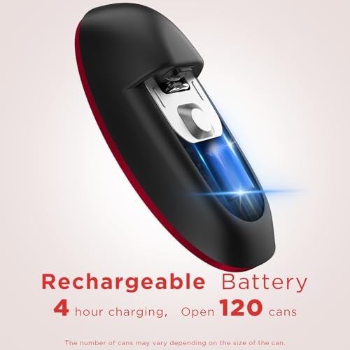 Canslab Ultrablade PRO Auto Stop Can Opener - Rechargeable Electric Can Opener for Kitchen for Seniors with Arthritis- One touch Side Cut Can Opener, Smooth Edge, Handfree, Portable Small Size, Red - Image 4