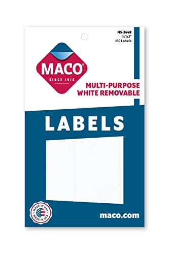MACO White Rectangular Multi-Purpose Labels, 1-1/2 x 3 Inches, 160 Per Box (MS-2448) - Image 2