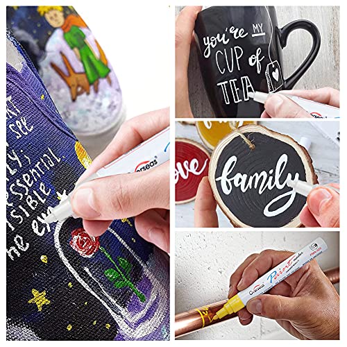 Overseas Paint Marker Pens - 5 Colors Permanent Oil Based Paint Markers, Medium Tip, Quick Dry and Waterproof Assorted Color Marker for Metal, Wood, Fabric, Plastic, Rock Painting, Stone, Mugs, Canvas, Glass - Image 4