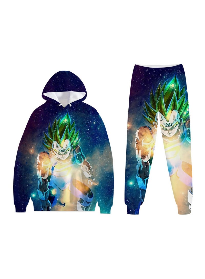 KUYING New Dragon Ball 3D Digital Printed Hooded Sweatshirt And Pants Set  - Image 1