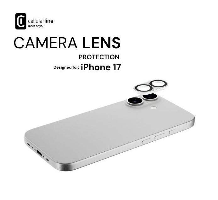 Cellularline Camera Lens Protector Compatible with iPhone 17 – Full Coverage Camera Protection, Scratch & Shock Resistant, Ultra-Clear HD Lens Guard, Easy Installation Kit - Image 1