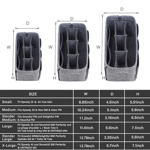 ZTUJO Purse Organizer Insert, Felt Bag Organizer For Handbag Purse Organizer,13 Colors, 6 Size (Large,Grey) - Image 2