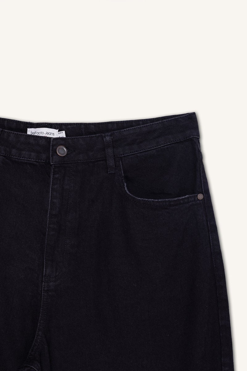 DeFacto Black Man Baggy Fit Regular Hem Jean Trousers Casual - Image 4