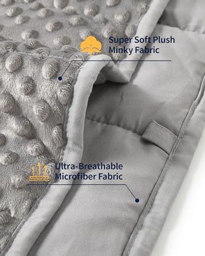 Mr. Sandman Weighted Lap Blanket 2LBS 20 x 30 Inches, Minky Dots Heavy Blanket with Glass Beads, Soft and Cooling for School and Home, Grey - Image 3