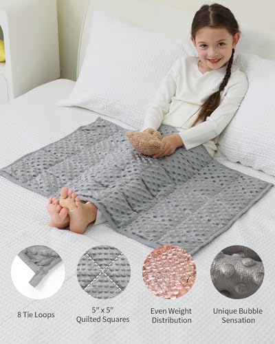 Mr. Sandman Weighted Lap Blanket 2LBS 20 x 30 Inches, Minky Dots Heavy Blanket with Glass Beads, Soft and Cooling for School and Home, Grey - Image 4